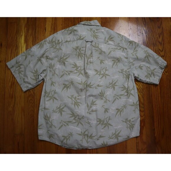 COLUMBIA - MEN'S BEIGE FISH PRINT SHORT SLEEVE BUTTON-UP SHIRT - SIZE M - Picture 6 of 6